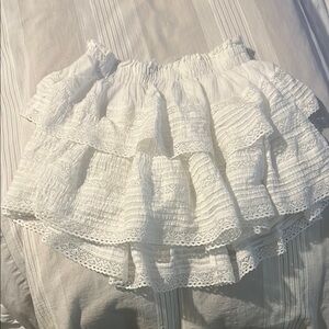 White Mini Bubble Skirt with Ruffled Tiered Design for Bride